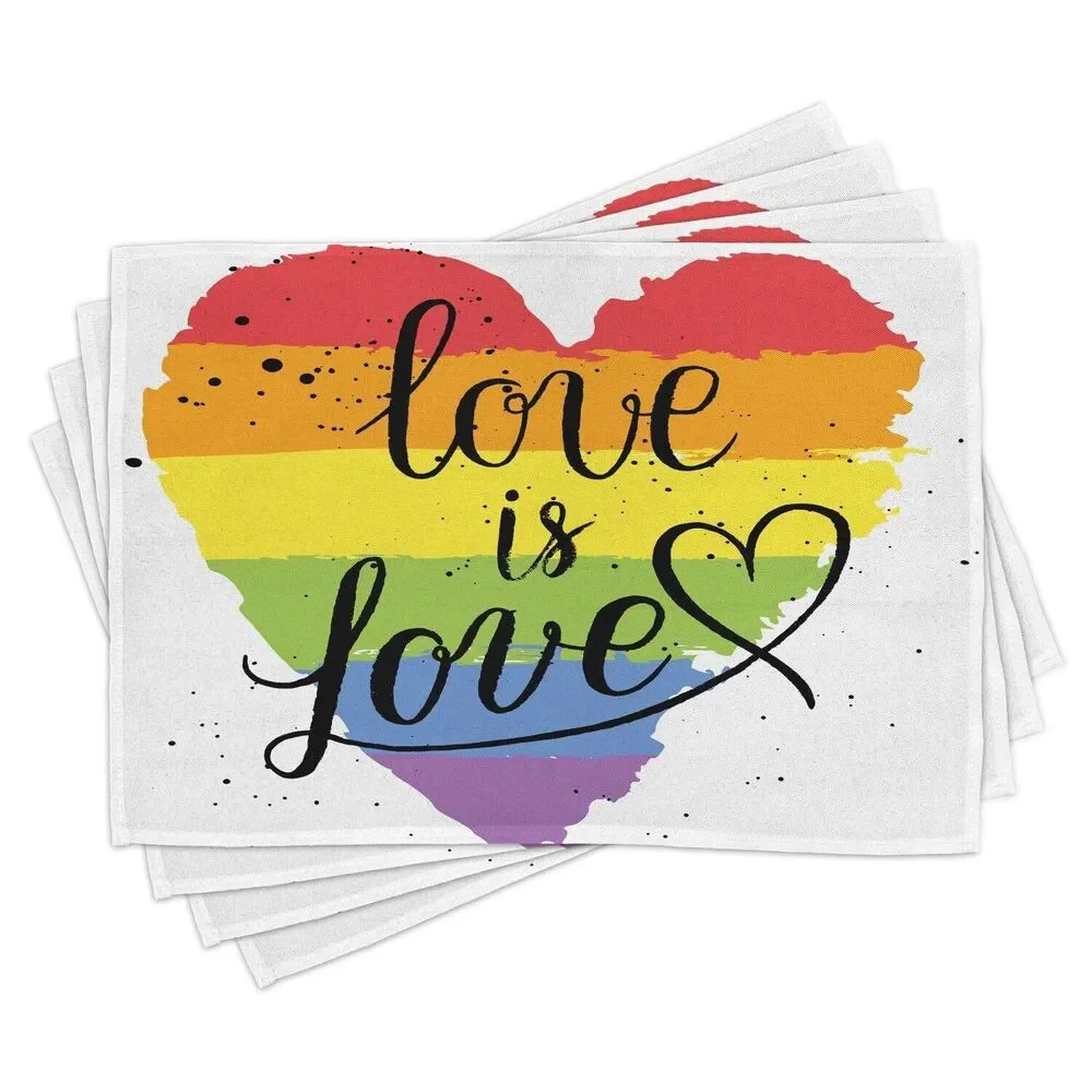 Pride Rainbow Heart Fabric Placemats Love is Love 18